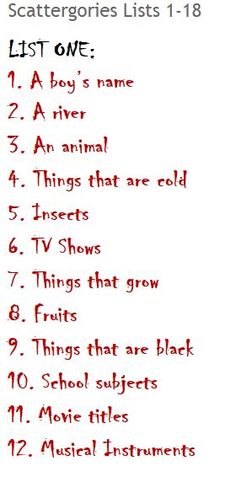 teaching scattergories lists teaching scattergories lists