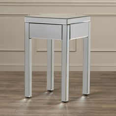 Avenue Six Reflections Silver Mirrored End Table Tiny Tables Deklan Mirrored End Table With Storage