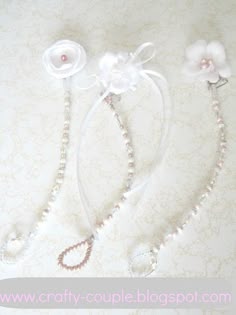 Dummy Clip for Girls Boys - Perfect Baby Gift. White Ribbon /& White Flower Stone Soother Holder Strap for Baby