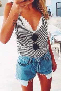 Oversize Plunge Tank Over Bralette Matching Pockets Of Festival High Rise Shorts Oversize Plunge Tank Over Bralette Matching Pockets Of Festival High Rise Shorts