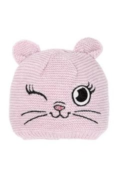 Bebé Niño Niña Sombrero Gorro de Punto Doble Tirar De Bordado De Peluche Motif 0-3-6m