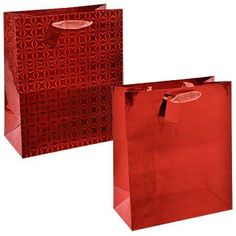 4 x Medium Holographic Gift Bags gold silver red purple
