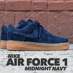 Men's Nike Air Force 1 Low Navy Suede Gum Sole Sneakers : J77k1074 Men's Nike Air Force 1 Low Navy Suede Gum Sole Sneakers : J77k1074