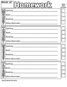 homework sheet template