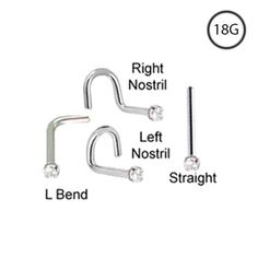 SILVER SURGICAL STEEL GUN PISTOL NOSE SCREW CURL TWIST MENS WOMENS STUD 20G RING