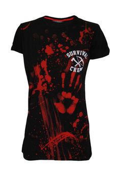 DARKSIDE CLOTHING ZOMBIE RESPONSE PALE YELLOW WOMENS T-SHIRT BLOOD SPLAT HORROR
