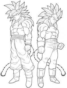 Vegeta And Goku Super Saiyan 4 Coloring Pages