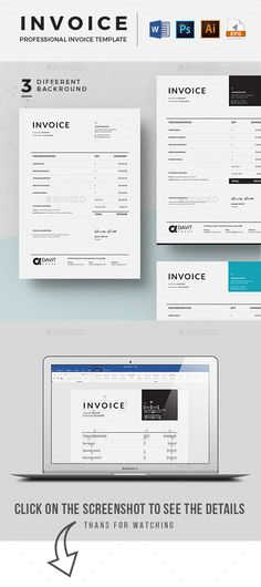 Invoice template, Photography invoice, Business invoice, Receipt