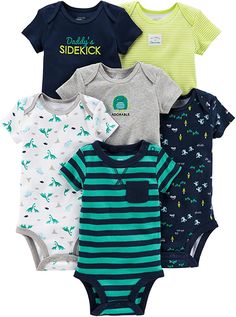 y pantalones manga corta y larga Simple Joys by Carters Conjunto de 6 piezas de body para beb/é