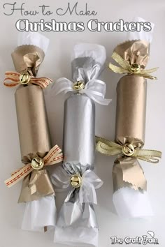 12 Make Your Own Christmas Crackers DIY Silver Gold Xmas Tags Motto Empty