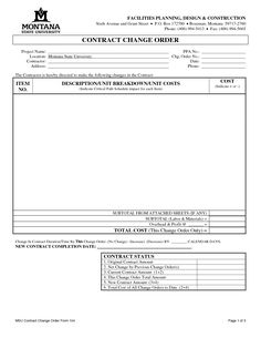 free change order forms for contractors