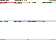 weekly calendar pages