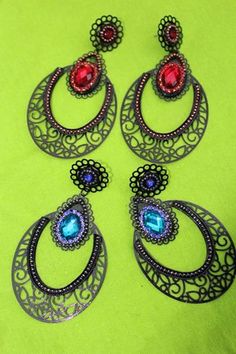 BOUCLE D/'OREILLE CROIX COULEUR OR ANTIQUE CRYSTAL MULTICOLORE NEUF