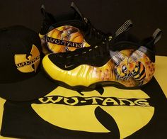 Big Discount Nike Air Foamposite One Gold Cleats Custom