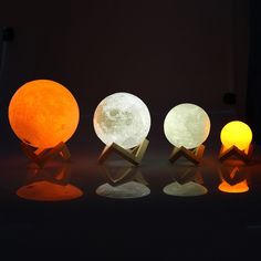 3D Space Moon Lamp Lunar Night USB Charging Touch Control Xmas Gifts UK ZO
