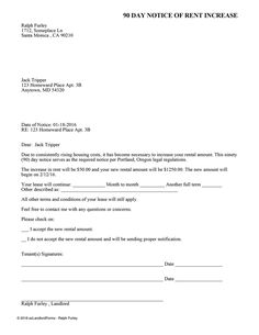 sample letter for rent increase