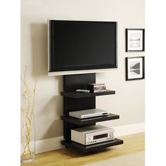 TV Stand PS4 Entertainment Holder Wood Storage Cabinet 3-Shelf Organizer Black