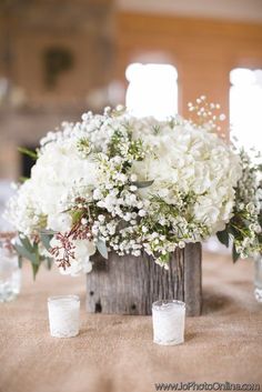 Gallery Rustic Wooden All White Flowers Wedding Centerpiece Gallery Rustic Wooden All White Flowers Wedding Centerpiece