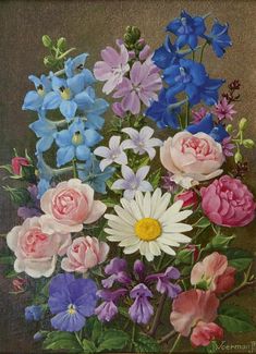 Vase of Flowers Still Life Bouquet Pink Original Oil Art S Whitney Flowers in Bouquet Tulips Mothers Gift Flower 6x8 Small Painting