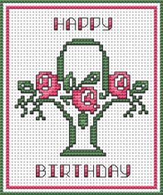 cross stitch card kit for a birthday depicting a birthday cake