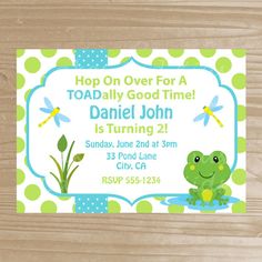 136 Best Turtle And Frog Baby Shower Images Showers Frog Invitation Printable Birthday Froggy For Boys Digital File