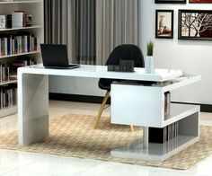stunning modern home office desks with unique white glossy desk plus