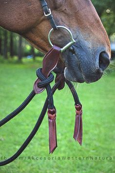 Western Leather With Silver Studs Slobber Straps For Horse Bridle Reins Mecate