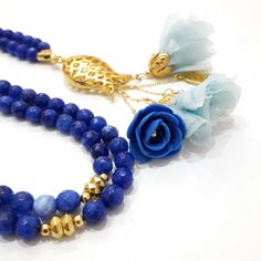 Blue Jade Handcrafted Rosary Bracelet with Tibetan Silver Accents Gift Boxed