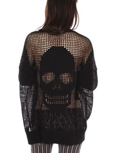 Black Hand Crochet Skull Sweater