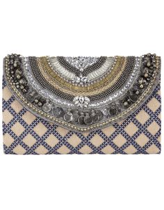 Nueva Plata Gris Metalizado Bolsos de embrague Diamante Boda Funda Rígida Encaje Perlas