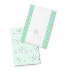 Set of 2 Cotton Burp Cloths SwaddleDesigns Baby Burpies Pastel Blue Triplets Paisley