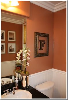 Orange You Glad That Cavern Clay Sw 7701 Looks So Stunning In This Framed Initial For Powder Room Ooo I Have A Frame Can Do Burnt Orange