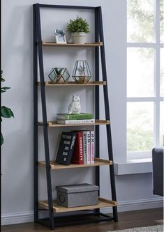 Industrial Tall Bookcase Wood Metal Ladder Style Shelving Unit Storage Display | Home, Furniture & DIY, Furniture, Bookcases, Shelving & Storage | eBay! Industrial Living Room Design, Vintage Industrial Decor, Industrial Livingroom, Diy Vintage, Industrial Style, Industrial Design, Industrial Display, Metal Display, Wood Furniture Design