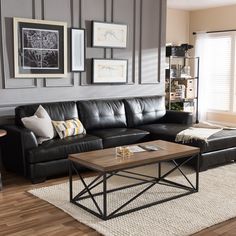 Vienna Leather Left Hand Corner Sofa Black Dwell Furnitures Update The Decor In Your Living Room With This Rich Sectional Sofa Featuring An L Shaped Design And Integrated Ottoman Black Offers