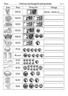 south african geld werkkart money worksheet ws1l2