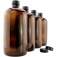 North Mountain Supply 32 Ounce Clear Boston Round Growler Fermentation Bottles for Kombucha Home Brewing /& More with 6 Polycone Lids Pack of 4