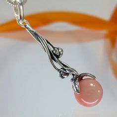 A131 Anhänger Pendant 925 Silber Schmuck mit Perle florale Motiv Jugendstil