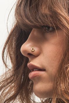 Sweet Natural Blue Turquoise 3mm Cabochon 14K Yellow Gold Nose Ring Screw Stud
