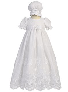 Baby Girls Floral Embroidered Overlay Sleeveless Christening Baptism Tulle Dress