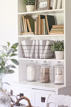 Bookcases Organize Pinterest Shelves Burgers And Inspiration Wire Basket And White Covers For Cookbooks This Beautiful Old Farmhouse Is Ready Summer With Fresh Flowers Relaxed Decor Plenty Of Sunshine