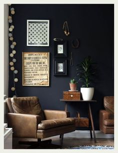 135 Best Dark Grey Walls Images Gray Decor Living Room Bedroom Black Dark Gray Walls Worn Leather Chair