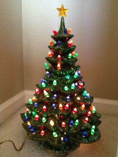 Vintage Ceramic Light Up Christmas Tree 18 Inches Tall Vintage Ceramic Light Up Christmas Tree 18 Inches Tall