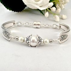 Rose Charm Bracelet Statement Jewelry for Mother/'s Gift Vintage Silverware Jewelry for Women Unique Spoon Jewelry Spoon Bracelet for Mom