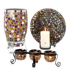 Partylite Mosaic Aurora Tealight Holder-NIB