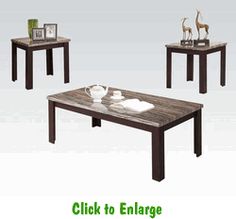 ACME Furniture Finely 3 Piece Coffee and End Table Set Dark Brown//Black
