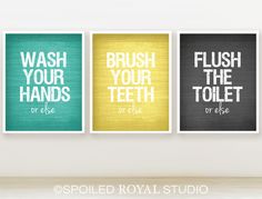 72 Best Bathroom Prints Images Bath Room Kid Or Else Bathroom Prints Set Of 3 You Can Choose Color Teal Yellow Grey Funny Humor Posters Via Etsy