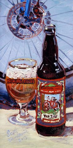 Colorado Beer Art Gift for Him Craft Beer Birthday Gift for Friend Bicycle and Beer Art Fat Tire Amber Bar Art New Belgium Brewing