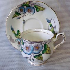 Raised Asian Flower Green Heavy Jadeite Coffee Mug TEA CUP /& SAUCER Set Stamped!