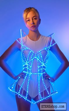 Festival Mode, Look Festival, Festival Wear, Festival Outfits, Festival Fashion, Light Up Clothes, Light Up Dresses, Cage Dress, Led Dress