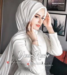 This contains an image of: Tasmina Name Dp In White Hijab